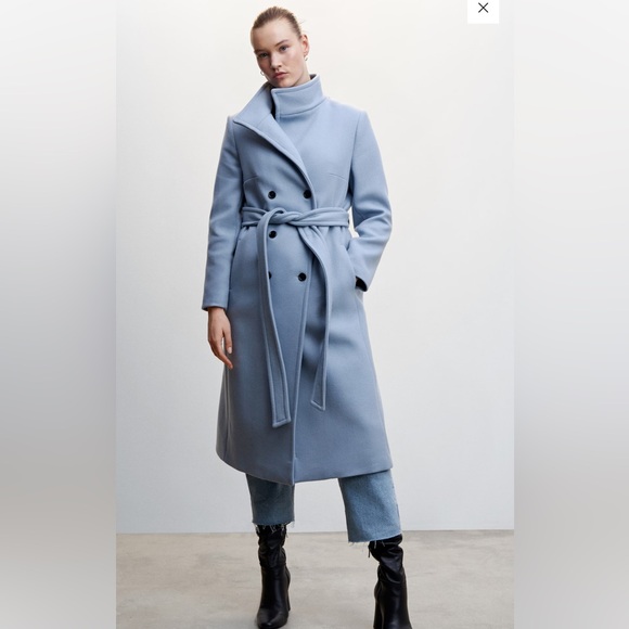 Mango Blue Double-Breasted Coat - Picture 4 of 17